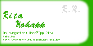 rita mohapp business card